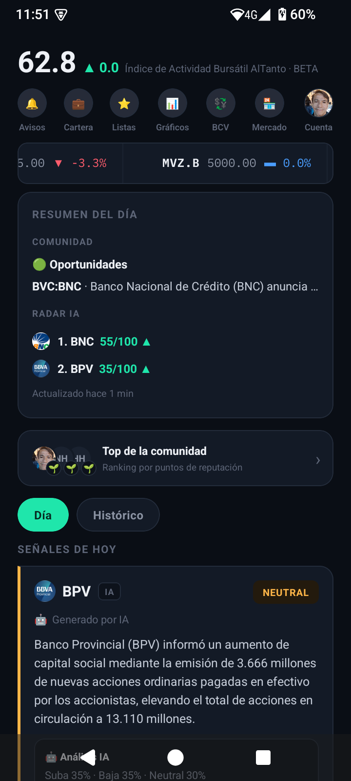 Captura de la app AlTanto 2